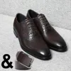 GAI GAI GAI Handgemaakte herenjurk Koe Echt leer Veters Effen teen Oxfords Zwarte koffie Kantoorcarrière Formele schoenen voor heren 231208