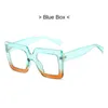 Lunettes anti-lumière bleue à la mode pour hommes et femmes, lunettes plates bicolores transparentes carrées à grande monture PF