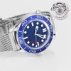 VS Factory producerar 007 -serie Mäns klockor 42 mm diameter Blue Dial 8806 Movement Sapphire Montre de Luxe Fine Steel Band Mechanical Automatic Men's Wristwatches