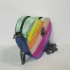 Sacs de soirée Arrivée Coeur Forme Rainbow Cross Body Sac Femmes Coloré PU Sac À Main Pour Cadeau De Noël Fête De Luxe Designer Sacs En Cuir 231208