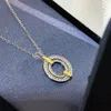 for Necklace Pendant Woman Fashion Tiffanyjewelry Double Circle Gold Sier Diamond Chain Designer Jewellry Lady Girl Birthday Party Wedding