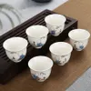 Lot de 6 pièces de composition en céramique de thé Kung Fu, paquet entier en émail motif violet, petite tasse de thé de style japonais 219n