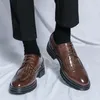 Äkta klänning Wingtip Classic Men's 850 Leather Male Lace Up Oxfords Brogue Office Wedding Party Formal Shoes for Men 2 34