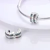 Perline distanziatrici in silicone Argento sterling 925 Stelle colorate Luna Ciondoli con zirconi adatti per bracciale originale Fine gioielli fai da te