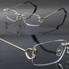 最新のファッションC装飾リムレスメタルフレーム近視眼科男性女性CT03440大きな四角い眼鏡男性18Kゴールド282L
