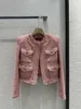 Milan Runway Jackets 2024 Ny Spring O Neck Long Sleeve Märke samma stil Rockar Women's Designer Tops 1210-3