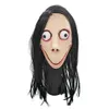 Gruselige Momo-Maske, Hacking-Spiel, Horror-Latex-Maske, voller Kopf, Momo-Maske, großes Auge, mit langen Perücken, T2001162950