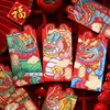 Enveloppes rouges du nouvel an chinois, 6 pièces, nouvel an lunaire du Dragon, paquets d'argent porte-bonheur pour fournitures de fête du Festival de printemps 2024