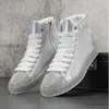Designer höga toppar för män glitter charm rhinestone skor kausala lägenheter loafers moccasins manliga promenad sneakers zapatos hombre 10a36