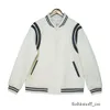 Rhude Double White Stripe Patchwork Color Contrast Jacket Män och kvinnors ulljacka Baseballjacka Fashion Button Jacket 847 308