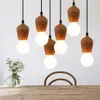 Modern Oak Wood Pendant Lights Vintage Cord Pendant Lamp Hanging Light Fixture Black Wire Edison E27 Bulb Suspension luminaire246h