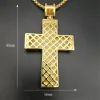 Hip Hop – collier avec pendentif grande croix glacée pour hommes, collier en strass en or jaune 14 carats, bijoux chrétiens Hip Hop