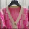 Spedizione gratuita marrone chiaro/rosa lettera stampa cardigan da donna marca stesso stile maglioni da donna DH56