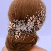 Bridal Wedding Diamond Tiara Headpieces Hollowed Out Leaves Bridal Headwear strass med bröllop smycken hårtillbehör diamant brudkronor