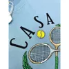 Casablanca Tennis Casa Way толстовки с буквенным принтом для мужчин и женщин свитер синий с капюшоном с круглым вырезом топы Casablanc