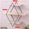 Bedroom Office Home Decoration Vintage Iron Metal Wood Wall Storage Shelf Rack Rhombus Wood Iron Craft Wall Book Hanging Rack Y200272j