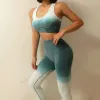 2 pezzi set da palestra ombre set da yoga abbigliamento da palestra per donna reggiseno sportivo e leggings abbigliamento sportivo da palestra per donna abbigliamento fitness femminile T200115