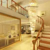 Modern Crystal Chandeliers American Long Gold Chandelier Lighting Fixture European Luxurious Droplight 3 White Light Colors Dimmab2297