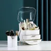 Makeup Makeup Jewelry Storage Portable Lipstick Holder Box Desktop Storage Dammtät arrangör Fashion Cosmetic Brush Y1113 Drawer280J