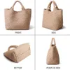 Bolsos de noche Bolso de hombro tejido hecho a mano para mujeres bolsas de cuero vegano bolsos de viaje y bolsos de playa de la playa Cesta de diseñador B288O