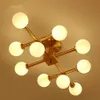 Nordeuropa ledde modo glasbollkronor belysning guldhänge lamp glas lampskärm takljus för vardagsrum sovrum resta270k