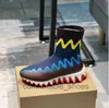 Lyxdesigner Kvinnor Ankelstövlar Flat Heel Platform Pumpar Wave Reds Sole Sock Shoes Boot Short Cut Cut Multicolour Calf Leathers Round Toe Party 36-47