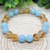 MG1984 8 MM Natural Citrine Aquamarine Bracelet Womens Mens EMF Energy Protection Jewelry