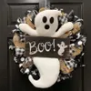 Decorative Flowers & Wreaths Halloween Wreath Farmhouse Ghost Outdoor Front Door Indoor Wall Decor BOO Garland Pendant For Home2307