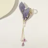 グリッター紫色の葉の髪のクリップ女性エレガントなタッセル髪の爪爪模倣真珠ラインストーン爪クリップヘッドウェア