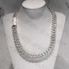 Hand Setting Iced Out 18mm Miami Sterling Silver Baguette Moissanite Cuban Link Chain Necklace