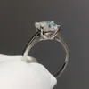 Silver 925 Original Princes Cut 2 Diamond Test Past Sparkling D Moissanite Ring Excellent Cut Square Gemstone Rings