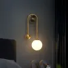 Modern Duvar Lambası Cam Top abajur Led Altın Ev Dekor Oturma Odası Yatak Odası İç Aydınlatma Sconce İskandinav Armatür Işık