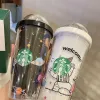 Starbucks Tumblers Astronaut Straw Cup stor kapacitet Högt värde Star Cup Ins Wind Portable Car Cup 500 ml