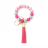 Multicolor Silicone Bead Pulseira Keychain novo estilo Tassel Keychain Pulseira Pingente Keyring por Ocean-shipping P179