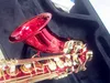 Topp tenorsaxofonkvalitet Suzuki B Flat Musical Instrument Röd med professionell munstycke