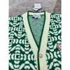 Casablanca V-ringning ull Cardigan Casual Long Sleeved Pocket Sweater Coat Green Casablanc Outwear