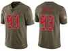 Tampa''Bay''Buccaneers''Men 93 Gerald McCoy 21 Justin Evans 12 Tom Brady Personnalisé Femmes Jeunes Olive Salute to Service Jersey