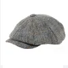 Berretti da ragazzo Cappello 60% Lana Uomo Berretti Grigi a spina di pesce Berretti piatti Donna Pittori britannici Cappello Autunno Inverno Cappelli Cappello ottagonale BJM42 231208