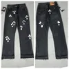 Mens Designer Make Old Washed Chromees Hearts Jeans Chrome Straight Byxor Heart Cross Brodery Letter Tryck för kvinnor Män avslappnad långstil Ch Jeans B6