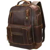 Backpack For Men's Vintage Full Grain Leather 15 6 Inch Laptop Daypack Large Capacity Business Camping Travel 24L Rucksack2294