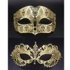 Party Masks Gold Metal Party Mask Phantom Men Women Filigree Venetian Mask Set Masquerade Couple Set Crystal Cosplay Prom Wedding 339y