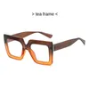 Lunettes anti-lumière bleue à la mode pour hommes et femmes, lunettes plates bicolores transparentes carrées à grande monture PF