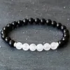 MG1964 8 MM Natuurlijke Zwarte Onyx Witte Jade Armband Spirituele Road Opener Blokken Kristal Edelsteen Sieraden