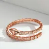 bracelet Designer Bracelet Rose Gold Snake shaped Bracelet Female Adjustable Full Diamond Silver Ring Girlfriend Birthday Gift