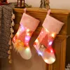 Juldekorationer strumpor glödar glittrande rosa godisväska gåva hållare stor hängande prydnad Xmas träd lysande hängdekor 2022209b