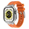 AP Mod Liquid Silicone Band Strap + Armor Case för Apple Watch Ultra Series 9 8 7 6 5 4 SE 38mm 45mm 49mm