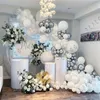 147 pezzi kit arco ghirlanda palloncino argento metallizzato cromato bianco per compleanno decorazione festa nuziale palloncini sposa baby shower X072238O