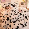 Bedding sets Winter Long Hair White and Black Duvet Cover Set Warm Bedding Linen Home Colorful Queen Fannel Fleece Bedcloth Dropship 231208