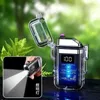 Hot Waterproof and Windproof USB Charging Dual Arc Plasma Pulse Metal Lighter Flameless Touch Sensing Cigar Tool High End Gifts