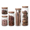 Couvercle en bois verre hermétique bidon cuisine bouteilles de stockage pots conteneur Grains Grains de café Grains bonbons pot Containers162d